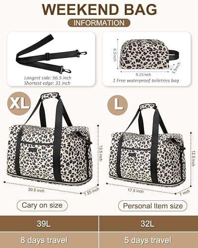 Expandable Travel Duffle Bags Weekender Overnight Bags for Women Men Hospital Bag for Women Labor Delivery with Toiletry Bag Waterproof thumbnail 2