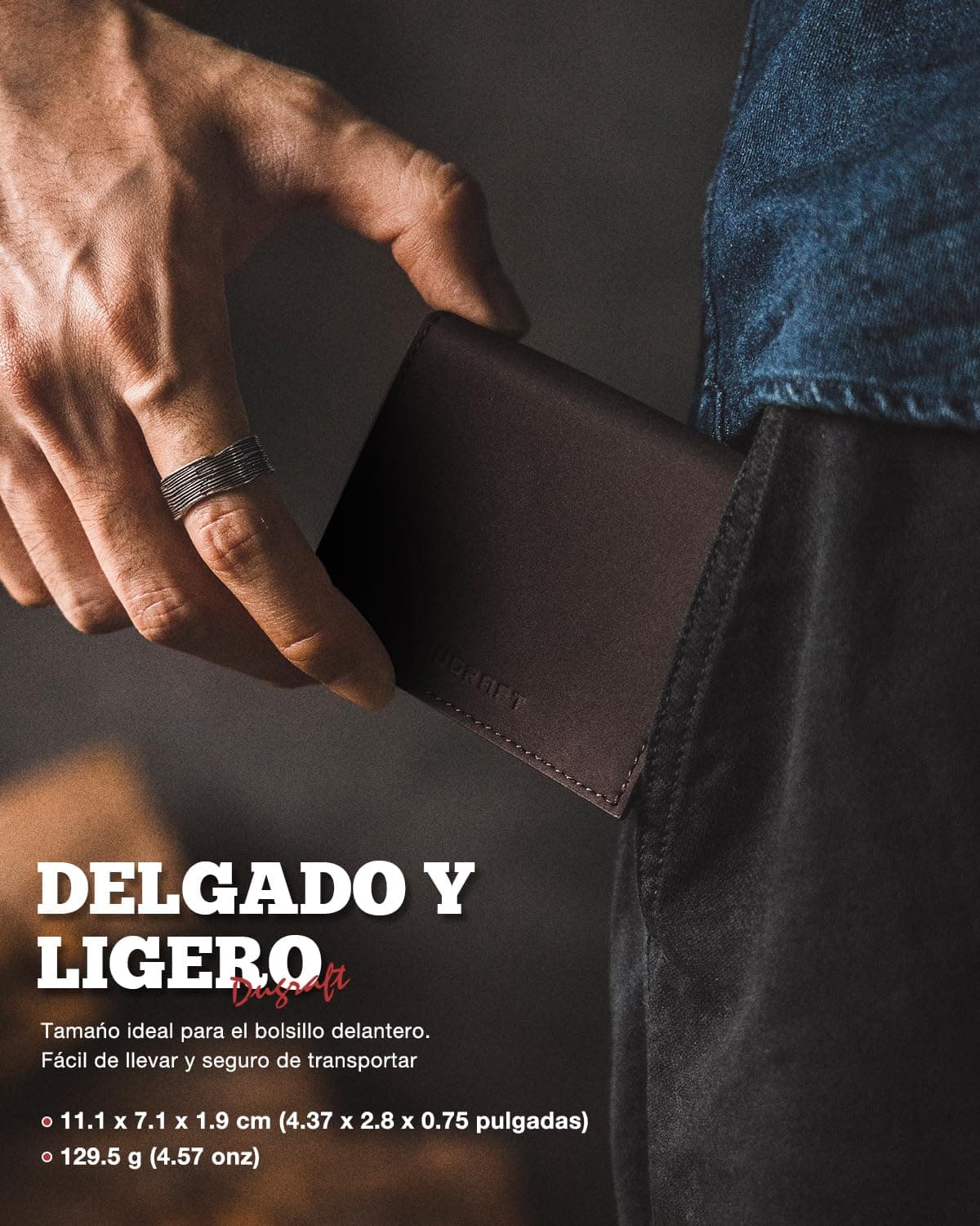 Tarjetero de Cuero, DUGRAFT Cartera para Hombre RFID Bloqueo Antirrobo Tarjetero para Caballero Plegable,con Bolsillo de Moneda Cierre Del imán Billetera, para Efectivo y Monedas, Regalos para Hombre thumbnail 5