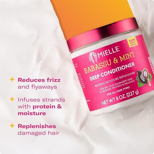 Mielle Organics Babassu & Mint Deep Conditioner with Protein, Moisturizing & Conditioning Deep Treatment, Hydrating Repair for Dry, Damaged, & Frizzy Hair (8 Oz) thumbnail 3