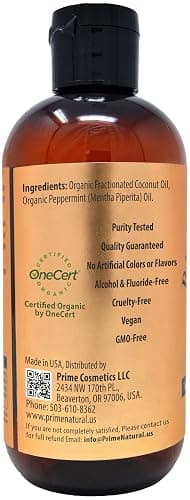 PRIME NATURAL Oil Pulling with Organic Coconut & Organic Peppermint Oil 8oz | Cocomint | Natural Oral Care & Teeth Whitening | Alcohol Free Mouthwash Freshens Breath, Healthier Teeth & Gums thumbnail 2