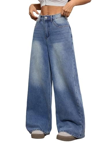 OYICAI Womens Baggy Jeans Wide Leg Denim Pants Y2k 90s Vintage Hip Hop Loose Long Trousers Streetwear - Image 1