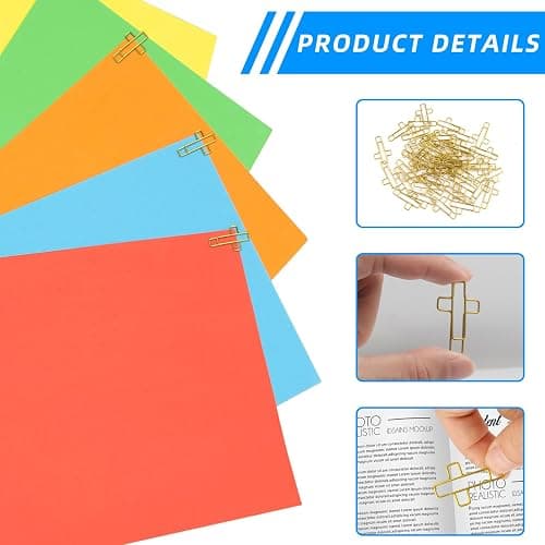 50 PCS Gold Cross Paper Clips Bible Paper Clips - Versatile Bible Study Supplies for Christian Office and Home, Also Great as Journaling Papers Clip and Bookmarks thumbnail 3