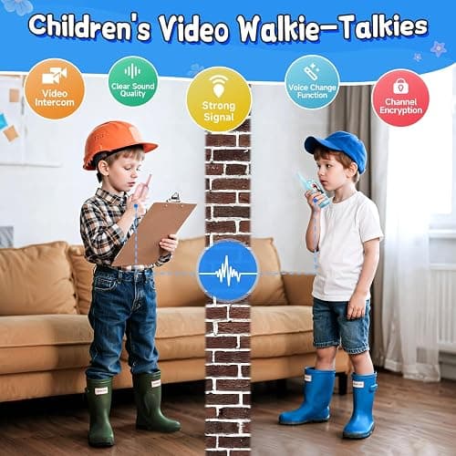 Kids Video Walkie Talkies, 2 Pack Long Range Walkie-Talkie for Kids, Rechargeable Video Call Toys for Indoor, Camping, Hiking, Travel, Christmas Birthday Gift for Boys Girls Age 3-5 (Blue/Pink) thumbnail 4