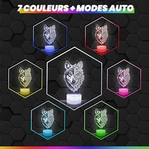Lampephoto.fr - Lampe 3D Loup Double Face Décoration Animal Réaliste Mandala, Idée Cadeau Homme Femme Objet Loup Double Face Veilleuse Adulte Déco Chambre, Idee Cadeau Noel Homme Femme Original, TOP thumbnail 5
