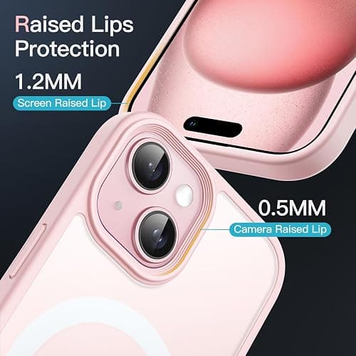 JETech Magnetic Case for iPhone 15 6.1-Inch Compatible with MagSafe, Translucent Matte Back Slim Shockproof Phone Cover (Pink) thumbnail 6