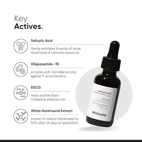 Minimalist 2% Salicylic Acid Serum For Acne, Blackhead & Open Pores | Reduces Excess Oil & Bumpy Texture | BHA Liquid Exfoliant for Acne Prone & Oily Skin | For Women & Men | 1 Fl Oz/30ml thumbnail 4