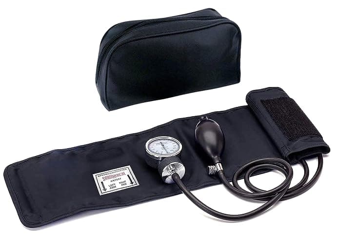Santamedical Manual Blood Pressure Cuff - Adult Aneroid Sphygmomanometer | Deluxe Bp Cuff Monitor with Carrying Case and Adult Black Cuff - Stethoscope Not Included thumbnail 2