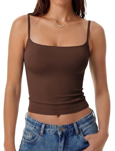 Avidlove Tank Tops for Women Square Neck Spaghetti Strap Double Lined Y2K Going Out Camisole Top - Image 1