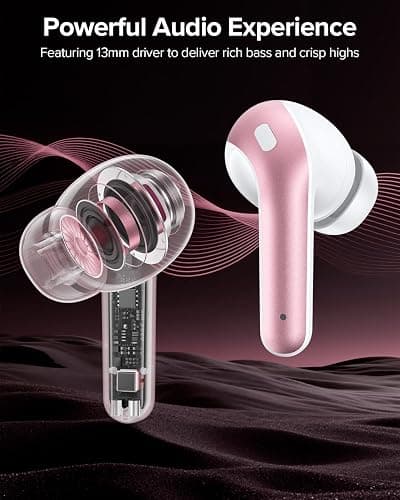 TAGRY Bluetooth Headphones True Wireless Earbuds 60H Playback LED Power Display Earphones with Wireless Charging Case IPX5 Waterproof in-Ear Ear buds with Mic for TV Smart Phone Laptop Computer Sports thumbnail 4