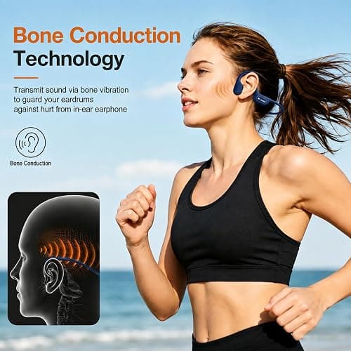 Swimming Headphones Underwater, Open Ear Lap Swimming Earbuds Bluetooth6.0 | IP68 Bone Conduction, 32GB MP3, Stay Aware of Surrounding Risks, Soft&Comfortable, 24g Ultra‑Lightweight, Pool Lap Swimming thumbnail 4