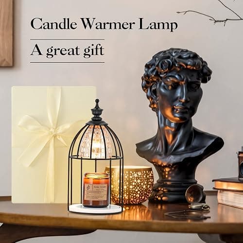 Swokazoe Candle Warmer Lamp for Top-Down Candle Melting, Vintage Aromatherapy Wax Melting lamp,Night Lamp (Black) thumbnail 2