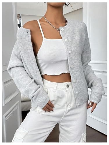 RoseSeek Women's Knit Cardigans Long Sleeve Button Dwon Lightweight Cardigan Sweaters Trendy Fall Outfits thumbnail 4