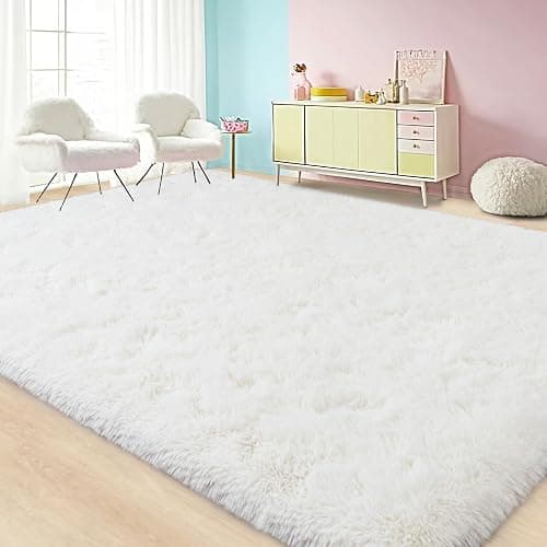 Lairep Large Area Rugs for Living Room Bedroom, 4x6 Feet Ivory Fluffy Shag Rugs, Ultra Soft Shaggy Plush Fuzzy Modern Indoor Throw Floor Carpet for Kids Girls Boys Dorm Nursery Home Decor Aesthetic - Image 1