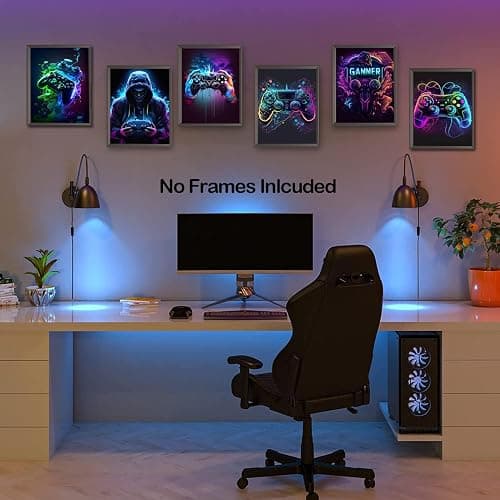 Ucninvd Game Posters Wall Art Set of 9, Neon Gaming Wall Decor Game Room Decor Paintings, Video Gamer Accessories Canvas Picture Prints for Boys Gamer Teen Room Bedroom Decor 8x10In Unframed thumbnail 5