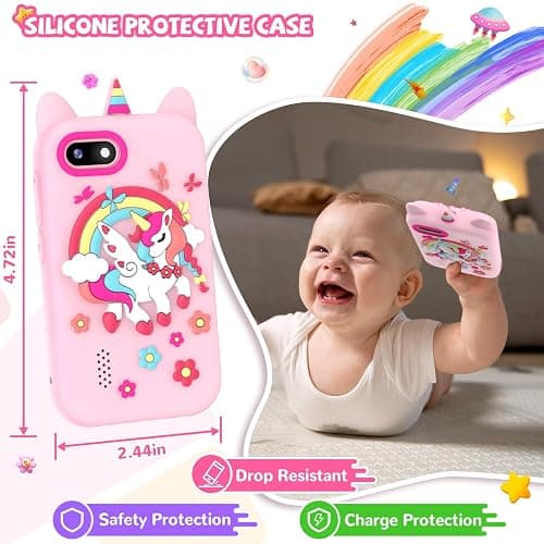 Kids Smart Phone for Girls Gifts - Toddler Christmas Birthday Gift for Age 3 4 5 6 Year Old, Kids Cell Phone Toy with 2.8” Touchscreen, Dual Cameras, Learning, Play Games, Video Player with 32 GB Card thumbnail 7