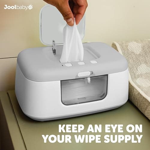 Jool Baby TinyBums Baby Wipe Warmer & Dispenser with LED Changing Light & On/Off Switch (Gray) thumbnail 7