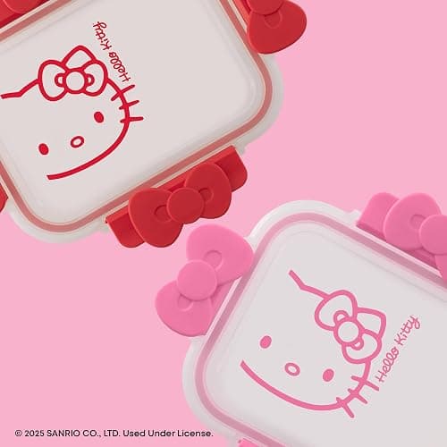 JoyJolt Sanrio Hello Kitty Fluted Glass Food Storage Containers with Lids, 2x Airtight Glass Storage Containers with Lids for Kitchen, Reusable Lunch Meal Prep Container, Cute Hello Kitty Gifts thumbnail 8