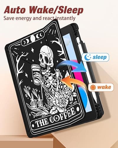 Miss Adola for iPad A16 Case/10th Generation Case - 10.9 Inch 2022 Tablet Cover with Pen Holder for Women Boys Girls Men Cute Cartoon Cool Funny Funda for iPad 11th 11 Inch 2025, Coffee Skull thumbnail 4