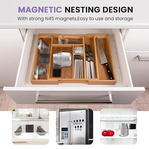 Magnetic Measuring Cups and Spoons Set-Heavy Duty 304 Stainless Steel，Double Measurement Markings，Set of 16 with Leveler for Measure Dry and Liquid Ingredients (Black) thumbnail 5