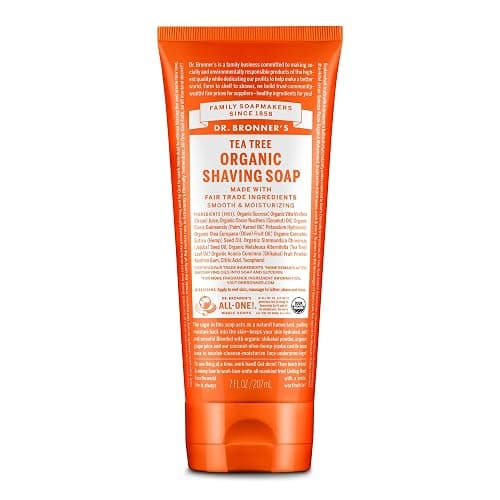 Dr. Bronner's - Organic Shaving Soap (Tea Tree, 7 Ounce) - Certified Organic, Sugar and Shikakai Powder, Soothes and Moisturizes for Close Comfortable Shave, Use on Face, Underarms and Legs - Image 1