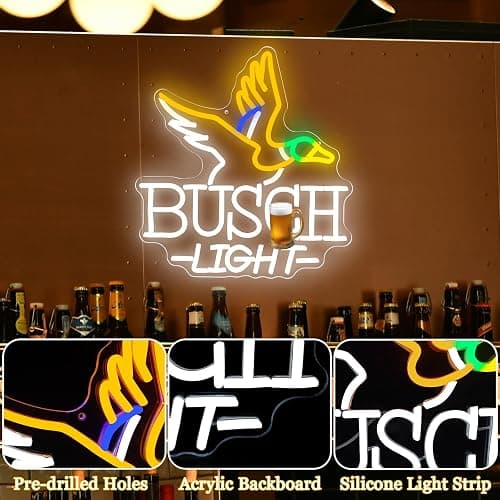 Beer Neon Sign Duck Beer Neon Light for Wall Decor Dimmable Bar LED Sign for Man Cave Bars Pub Party Store USB Powered Bu-Sch Sign Light for Gift thumbnail 5