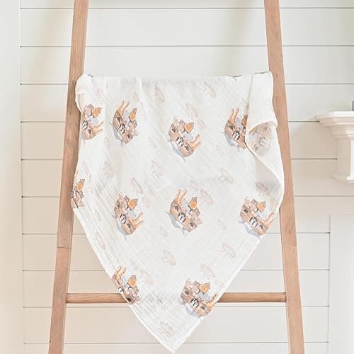 LollyBanks Muslin Swaddle Blanket | 100% Muslin Cotton | Gender Neutral Newborn and Baby Nursery Essentials for Girls and Boys, Registry | Noah's Ark Print thumbnail 10
