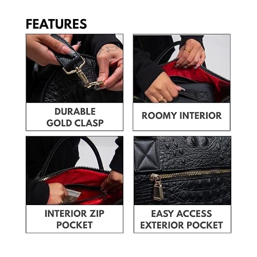 Tote&Carry Apollo 2 Duffle Bag for Travel Women & Men, TSA Approved Carry On Duffel Bag, Premium Vegan, Durable Weekender Luggage for All-Purpose Use (XL - Crocodile Skin, Black) thumbnail 5