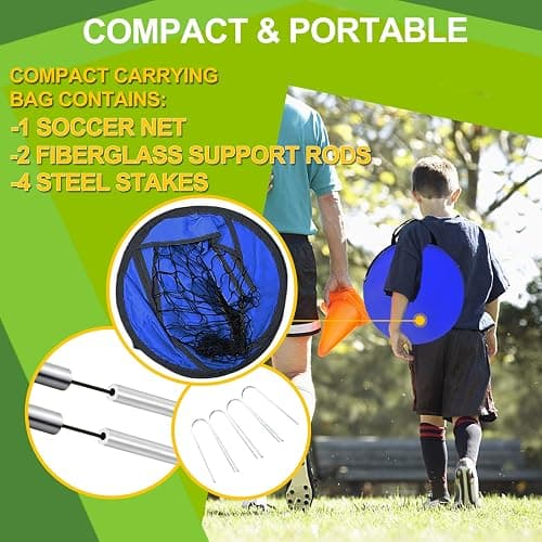 EVERRUSH Pop Up Soccer Goals Nets for Backyard Beach Soccer Training Net Mini Portable Foldable Lightweight Indoor + Outdoor Football Goal with Carry Bag thumbnail 6