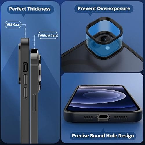 CACOE Magnetic Case for iPhone 12 & iPhone 12 Pro 2020 6.1 inch-Compatible with MagSafe & Magnetic Car Phone Mount,TPU Thin Phone Cases Cover Protective Shockproof Anti-Fingerprint(Matte Black) thumbnail 7