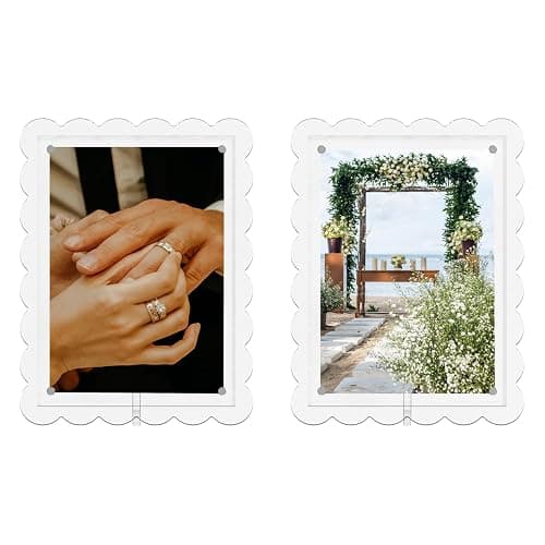 GRAHAM DESIGN 2 Pack of 5 x 7 Clear Acrylic Scalloped Picture Frames, Magnetic Acrylic Closure with Dual Kickstand Holes for Vertical and Horizontal Display, Modern Gift Decor thumbnail 3