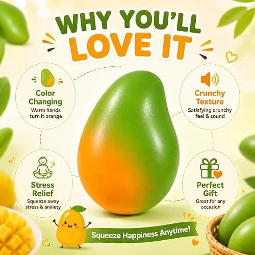 Crunchy Mango Squishy ASMR Bead Filled Realistic Food Stress Ball Squeeze Moldable Slushy Asmr Realistic Taba Handmade Non Rebound Sticky Silicone Dessert Adults Party Favor thumbnail 8