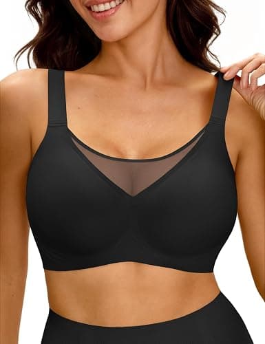 LUCKMEEY Jelly Bras for Women No Underwire Wireless Bras Removable Wide Straps (U/Cross) Push Up Mesh Seamless T-Shirt Bra - Image 1