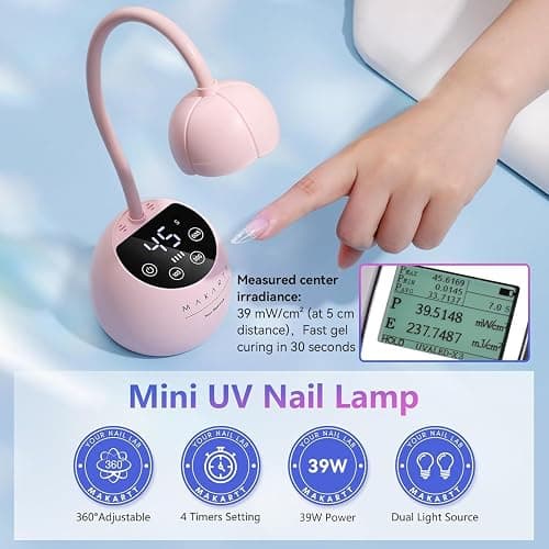 Makartt UV LED Nail Lamp - Gooseneck UV Light for Gel Nails Cherie Cordless USB 39mW/cm² Gel Lamp with 4 Times & Auto Sensor Professional Fast Flash Curing Polish Nail Art thumbnail 5