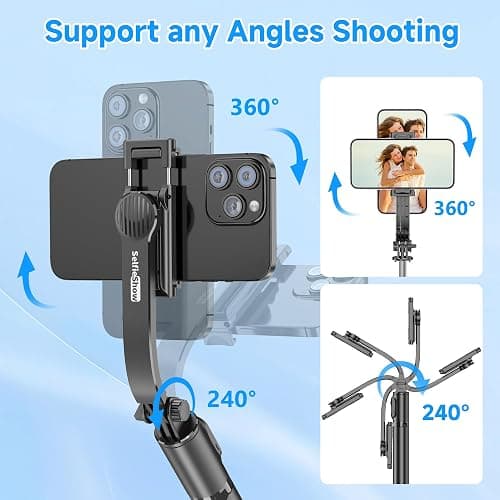 SelfieShow Selfie Stick, Extendable Selfie Stick Tripod with Wireless Remote and Tripod Stand, Portable, Lightweight, Compatible with iPhone 15 14 13 12 Pro Xs Max X 8Plus, Samsung Smartphone and More thumbnail 5