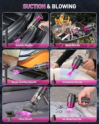 EYYA Handheld Car Vacuum Cleaner Cordless, 15000PA High Power Car Vacuum Cleaner & Air Duster, 4-in-1 Portable Mini Car Vacuum Cleaner with LED Light, Hand Held Vacuum Cleaner for Car Home Office thumbnail 4