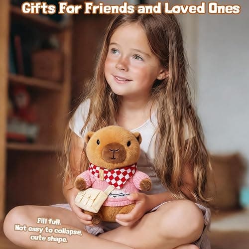 TITQWOP 10.2" Brown Capybara Plush Toy with 9 Clothes and Accessories Super Soft Capybara Stuffed Animal for Kids Girls Boys (Blue Capybara) thumbnail 5