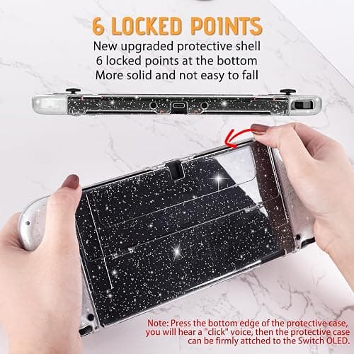 DLseego Protective Glitter Case Compatible with Switch OLED Console - Updated Version, Bling Soft TPU Cover with Shock-Absorption and Anti-Scratch Design - Crystal thumbnail 3
