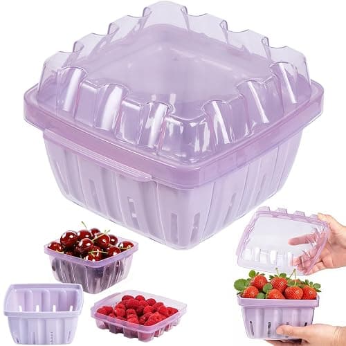 CUISITOOL Berry Basket, 3-in-1 Berry Keeper Box, 1 Quart Vented Plastic Berry Containers for Fridge, Fruit Colander for Strawberry Blueberry Raspberry, Reusable for Farmer Market Grocery - Image 1