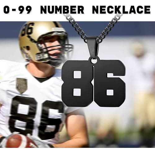 Athletes Jersey Number Necklace 0-99 for Men - Stainless Steel Chain 22+2 Inch Personalized Charm Pendant - Inspirational Basketball Baseball Football Jewelry Gift thumbnail 2