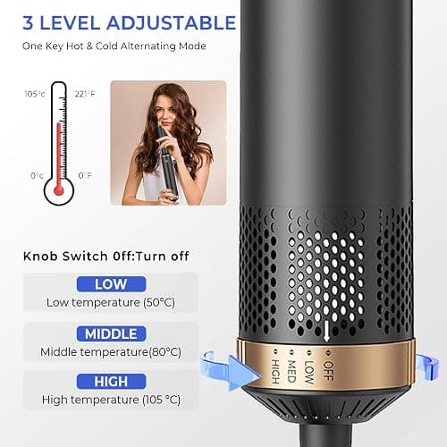 5 in 1 Hair Dryer Brush, Negative Ion Air Styler Wrap Hair Styler Upgrade Blow Dryer Brush Air Curler for Hair, Blowout Brush Set As A Gift for Straight/Curl/Drying/Smoothing thumbnail 4
