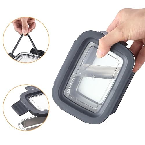 Misichao Stainless Steel Food Storage Containers with Lids - Stackable Airtight Meal Prep Food Containers for Kitchen & Pantry, Leakproof, Reusable Metal Bento Lunch Box 600ml 3 Pack thumbnail 5