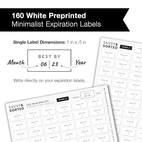 Expiration Date Pantry Labels, 160 Waterproof Food Expiration Date Label for Containers, Kitchen Stickers for Food Freshness, Use by Meal Prep Labels, Best by Write On Labels thumbnail 8