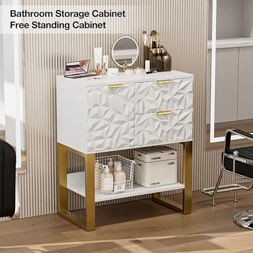 Paddie Barber Station for Hair Stylist, Wall Mount Salon Storage Cabinet with Drawers & Shelf, Makeup Organizer Beauty Spa Stylist Equipment Bathroom Dresser (White) - Whtie thumbnail 8