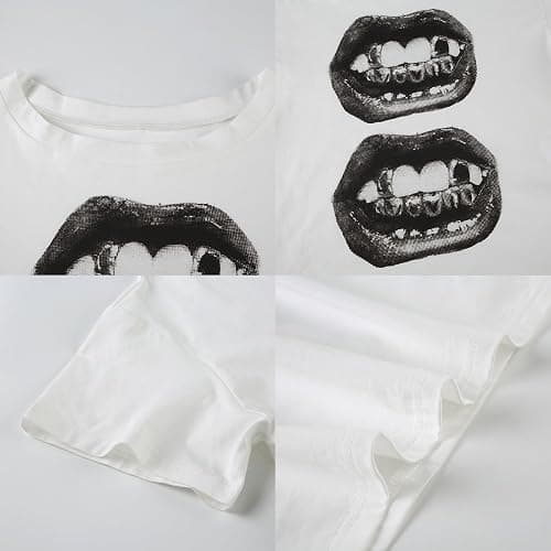 Hesaco Off The Shoulder Oversized Tshirt Y2k Graphic Tee Baggy Shirts Vintage Tops thumbnail 7