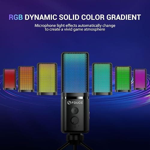 FDUCE Gaming USB Microphone for PC,RGB Condenser Computer Mic with Tripod Stand,Quick Mute,Gain Control,Cardioid Mic for Streaming, Podcast, Twitch, YouTube, PC, Computer, PS5, (M160) thumbnail 5