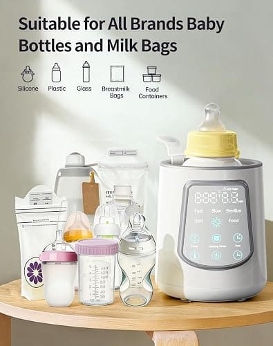 12 in 1 Fast Baby Bottle Warmer with Even Heating No Hot Spots, Night Mode, Sterili-zing, Constant Temp Milk Warmer for Breastmilk & Formula, Fits All Bottles Grey thumbnail 8