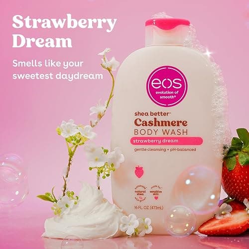 eos Cashmere Body Wash – Strawberry Dreams, Moisturizing Body Wash, Creamy Gel Formula, with Shea Butter, Glycerin, Vitamin E, pH Balanced, Sensitive Skin, Vegan, 16 fl oz thumbnail 2