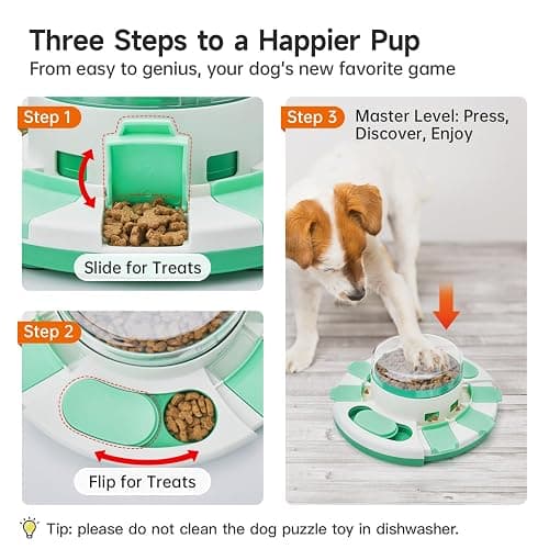 Potaroma Dog Puzzle Toy 2 Levels, Slow Feeder, Pup Food Treat Feeding Dispenser for IQ Training and Entertainment for All Breeds (Green White) thumbnail 3
