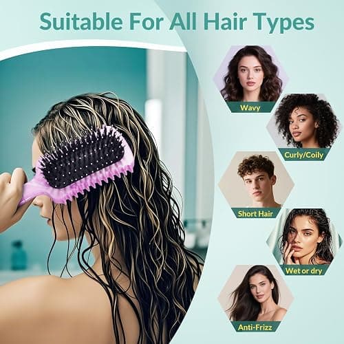 Curl Defining Brush, Curly Hair Brush Products for Effortlessly Detangling Shaping and Styling Women's Men's Curls on All Wet or Dry Hair Types, Reduces Frizz (Marble Purple) thumbnail 3