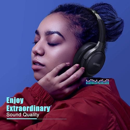 BERIBES Bluetooth Headphones Over Ear, 65H Playtime and 6 EQ Music Modes Wireless Headphones with Microphone, HiFi Stereo Foldable Lightweight Headset, Deep Bass for Home Office Cellphone PC Ect. thumbnail 5